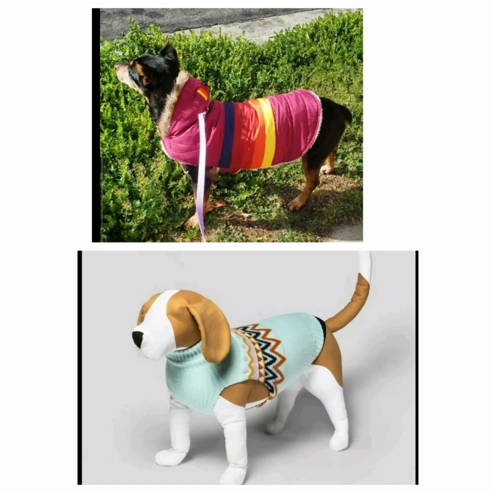 (2) TWO Pet Apparel Small Dog /Cat Parka and Sweater- Up to 20lb